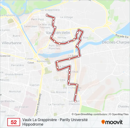52 Bus Line Map