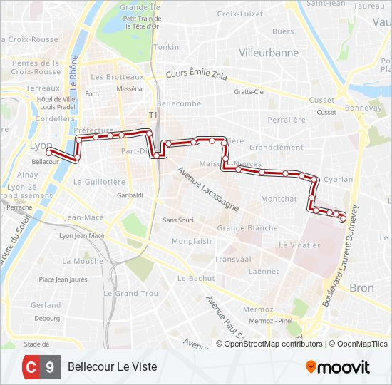 Mapa de C9 de autobús