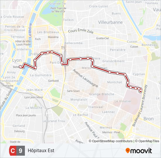 Mapa de C9 de autobús