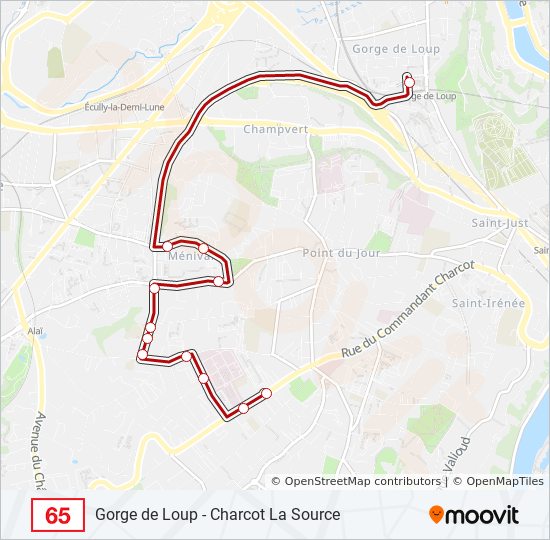 65 bus Line Map