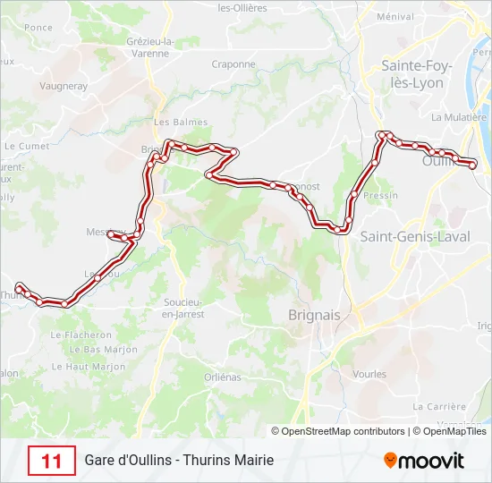 Plan de la ligne 11 de bus