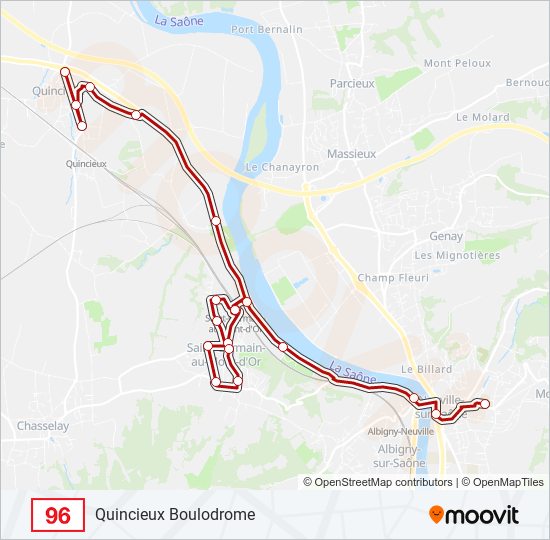 Plan de la ligne 96 de bus