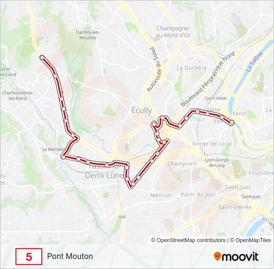 Plan de la ligne 5 de bus