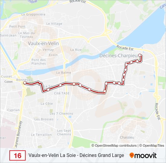 Plan de la ligne 16 de bus