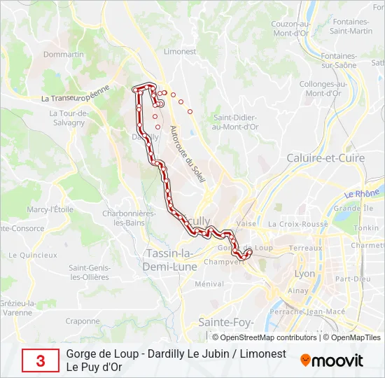 Plan de la ligne 3 de bus