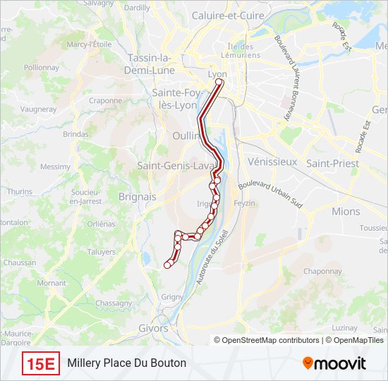 Plan de la ligne 15E de bus