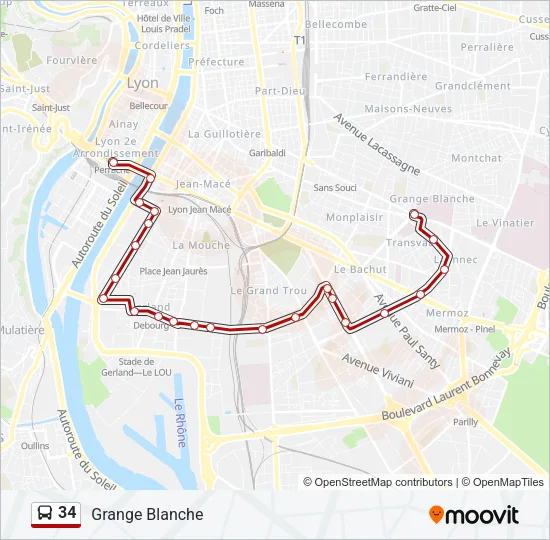 34 Bus Line Map