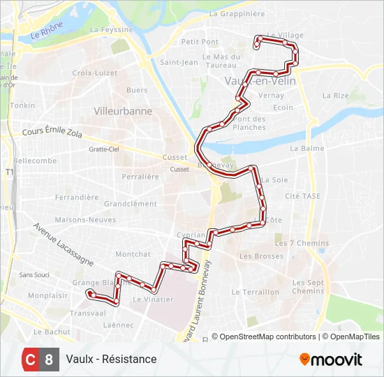 C8 Bus Line Map