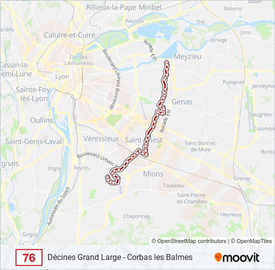 Plan de la ligne 76 de bus