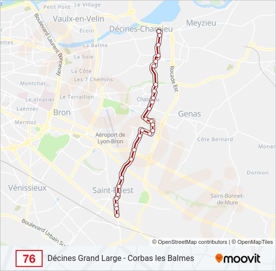 Plan de la ligne 76 de bus