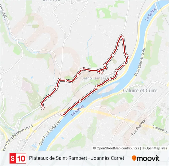 Plan de la ligne S10 de bus