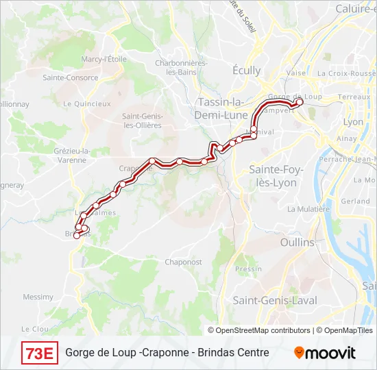73E Bus Line Map