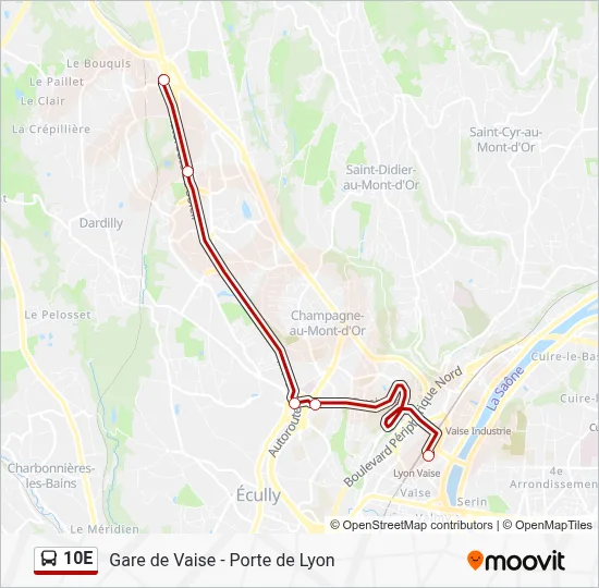 10E Bus Line Map