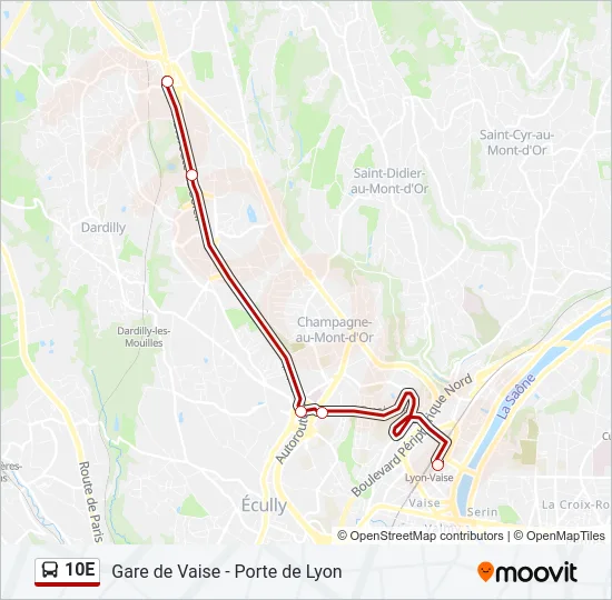 10E Bus Line Map