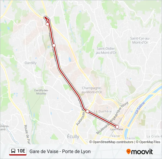10E Bus Line Map
