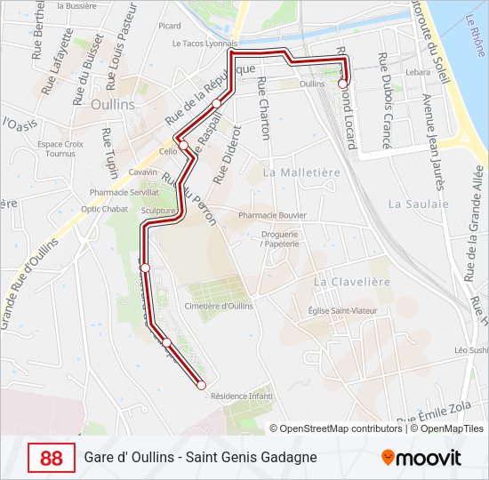 Plan de la ligne 88 de bus