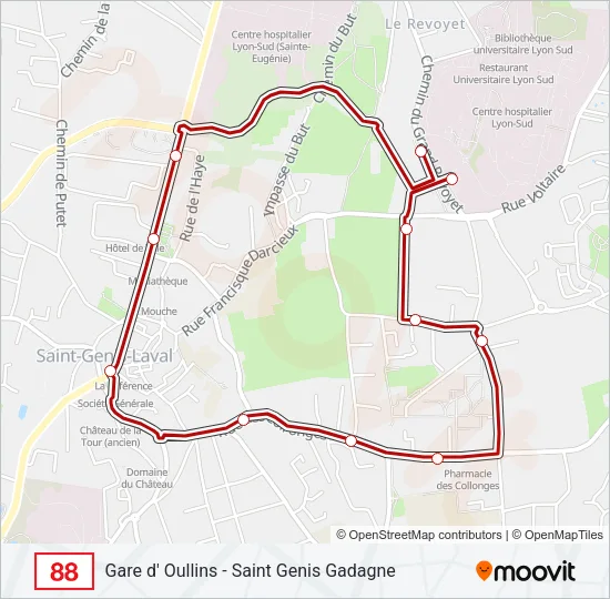Plan de la ligne 88 de bus