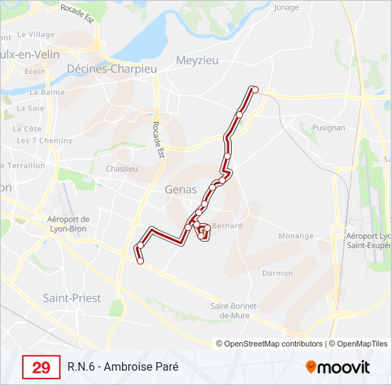 Plan de la ligne 29 de bus