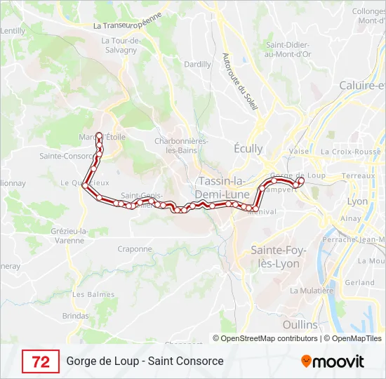 Plan de la ligne 72 de bus