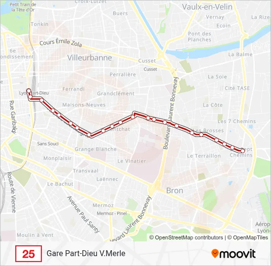 25 Bus Line Map