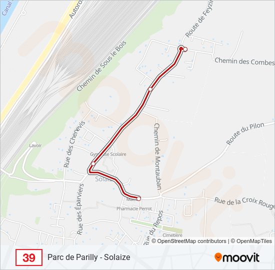 Plan de la ligne 39 de bus