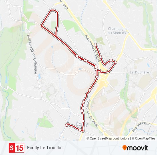 Plan de la ligne S15 de bus