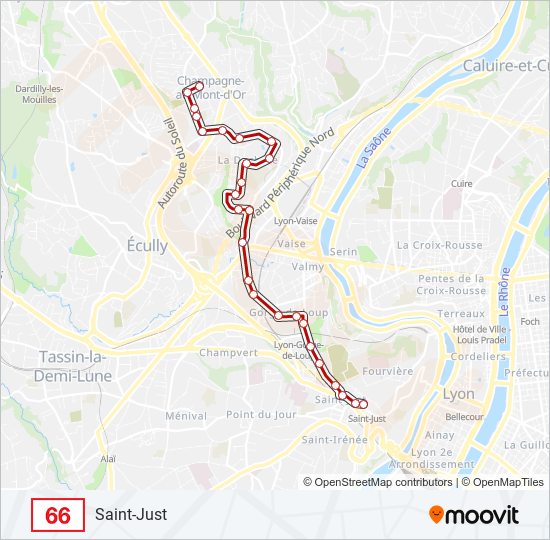 Plan de la ligne 66 de bus