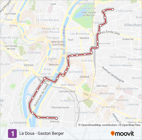 Plan de la ligne T1 de tram