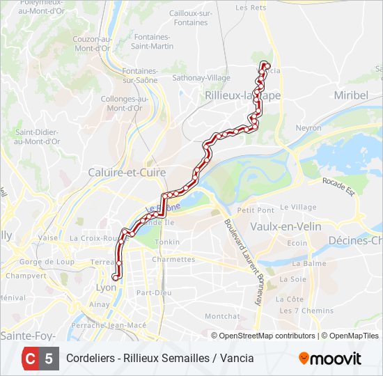 Plan de la ligne C5 de bus