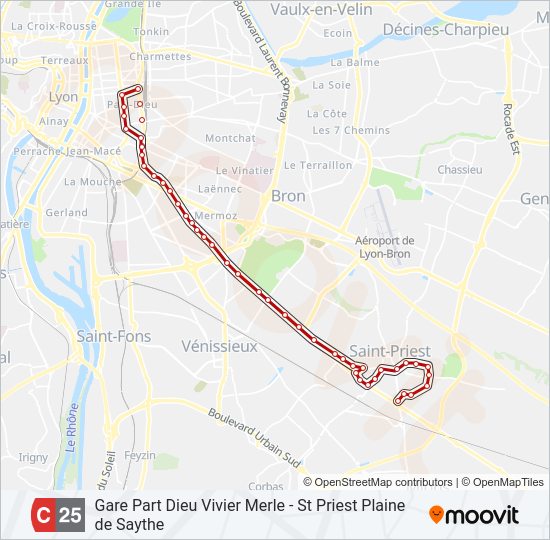 Mapa de C25 de autobús