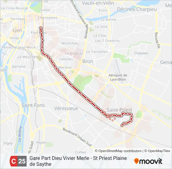 C25 Bus Line Map
