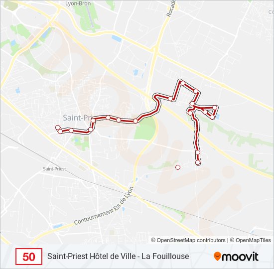 Plan de la ligne 50 de bus