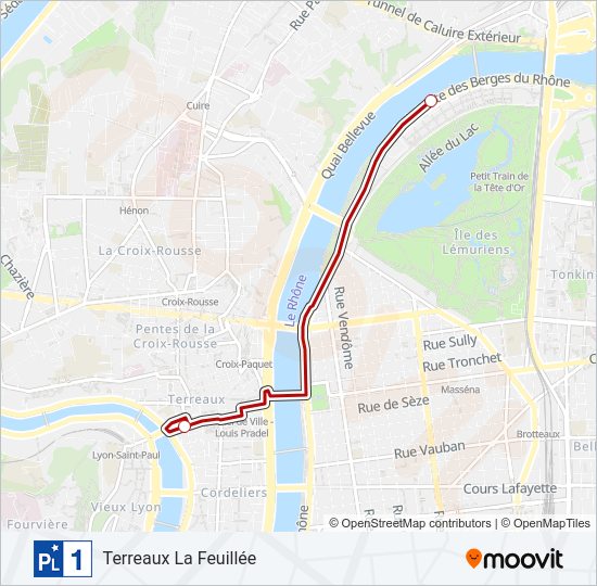 Plan de la ligne PL1 de bus