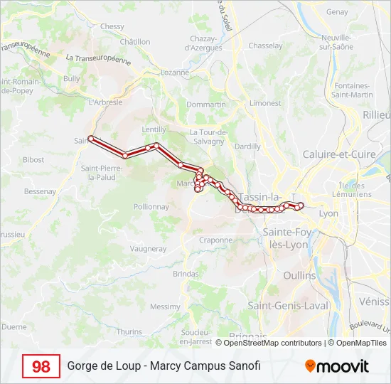 98 Bus Line Map