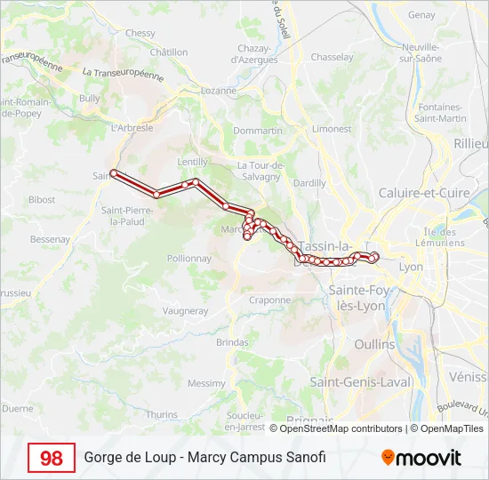 98 Bus Line Map