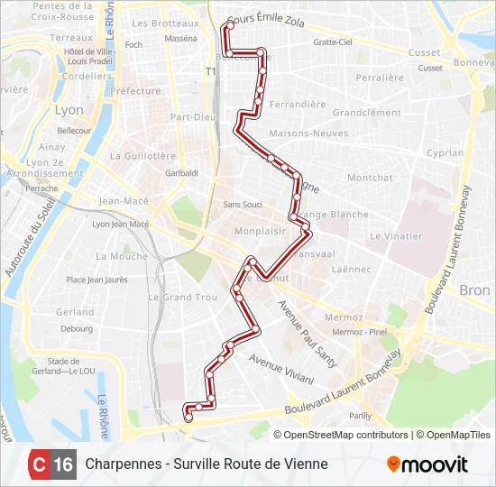 C16 Bus Line Map