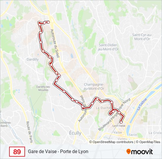 Plan de la ligne 89 de bus