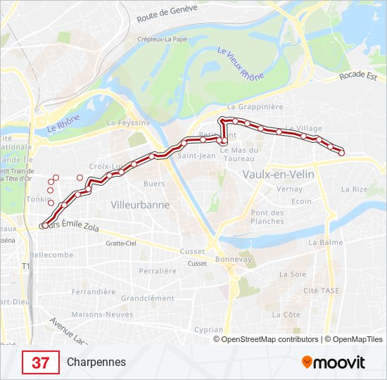 Plan de la ligne 37 de bus