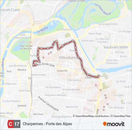 Mapa de C17 de autobús