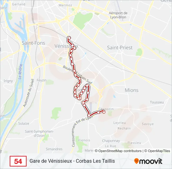 54 Bus Line Map