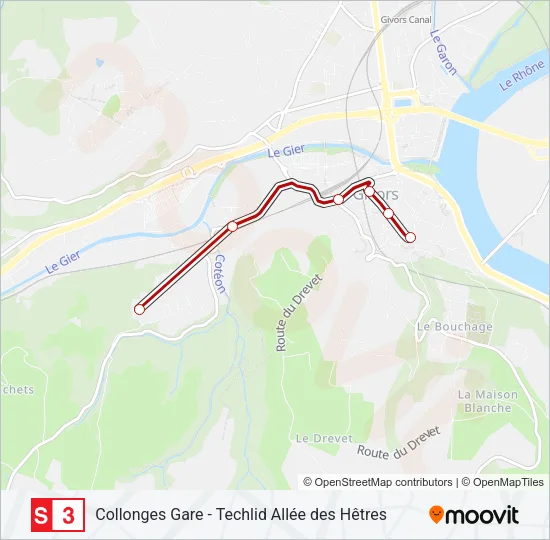 Plan de la ligne S3 de bus