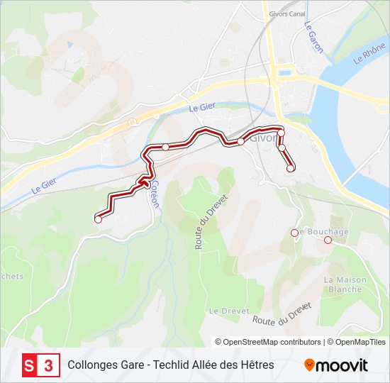 Plan de la ligne S3 de bus