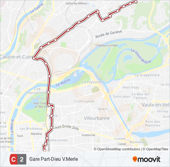 Plan de la ligne C2 de bus