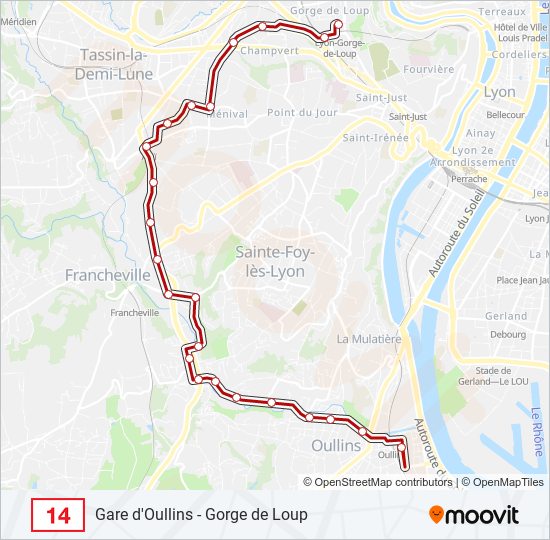 Plan de la ligne 14 de bus