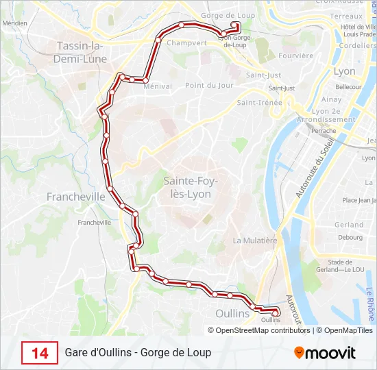 Plan de la ligne 14 de bus