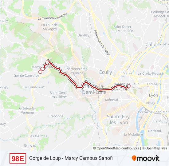 98E bus Line Map