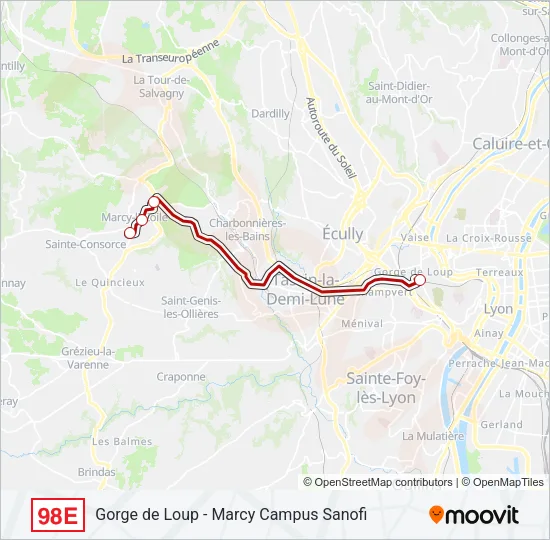98E Bus Line Map