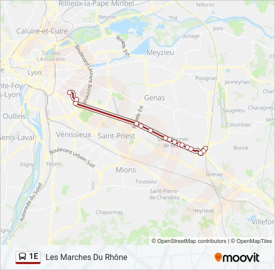 Plan de la ligne 1E de bus