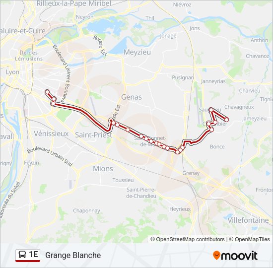 1E Bus Line Map