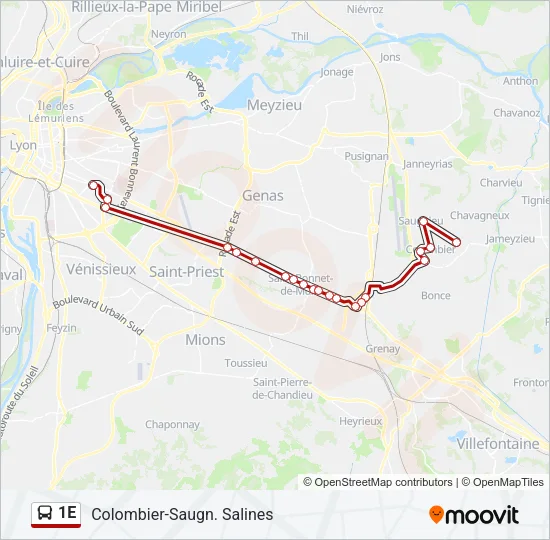 1E Bus Line Map